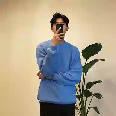 我是大卫 纯色基础款圆领套头简约宽松打底休闲卫衣 男女同款