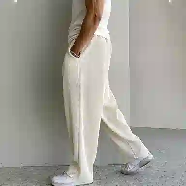 我是大卫 日系弹力慵懒感抽绳直筒阔腿休闲裤 男女同款