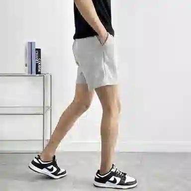 我是大卫 日系宽松韩版百搭简约直筒五分休闲短裤 男女同款 灰色