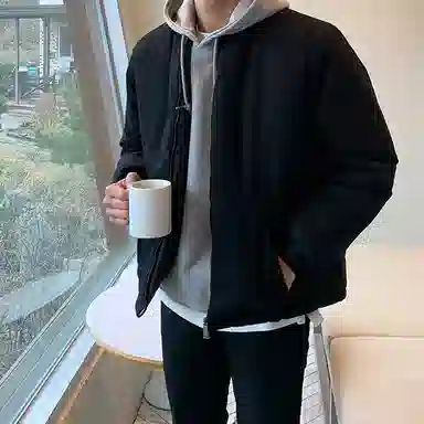 我是大卫 纯色简约基础加厚保暖休闲夹克 男女同款