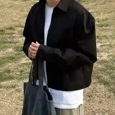 我是大卫 美式潮牌复古风翻领宽松短款小众高级感休闲百搭夹克外套 通用