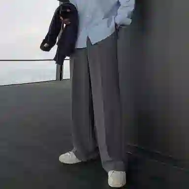 我是大卫 拉链口袋阔腿直筒百搭基础款韩版西裤休闲裤 男女同款