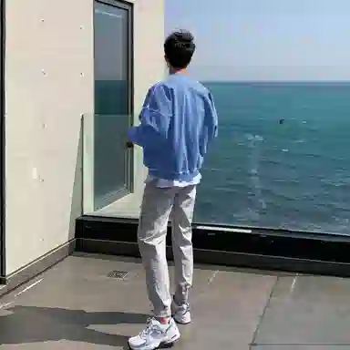 我是大卫 基础款简约韩版不规则圆领打底外套宽松卫衣 男女同款