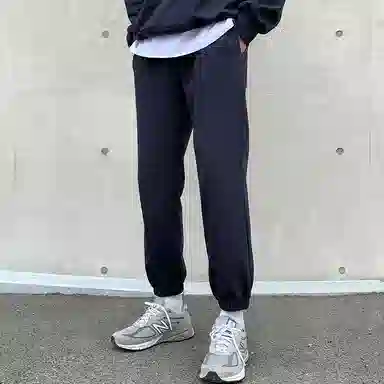 我是大卫 纯色宽松百搭束脚系带中腰休闲裤 男女同款