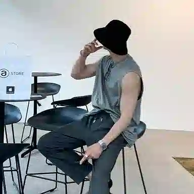 我是大卫 宽松水洗做旧休闲高街无袖背心 男款