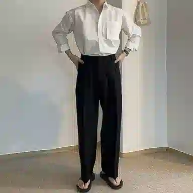 我是大卫 百搭垂坠感宽松阔腿西裤直筒基础休闲裤 男女同款