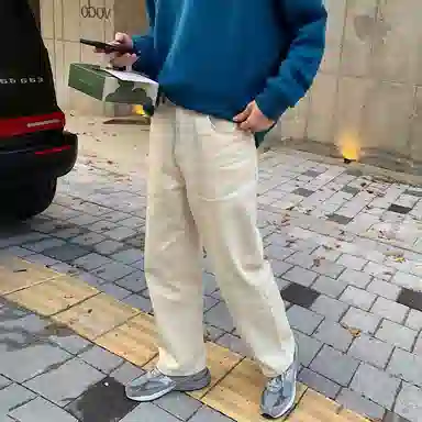 我是大卫 日系复古简约直筒宽松垂感休闲裤 男女同款