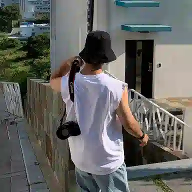 我是大卫 宽松坎肩圆领无袖背心 男款 白色