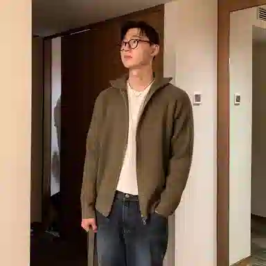 我是大卫 拉链立领美式休闲运动针织衫 男女同款