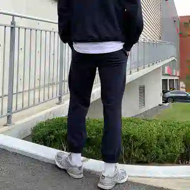 我是大卫 纯色宽松百搭束脚系带中腰休闲裤 男女同款