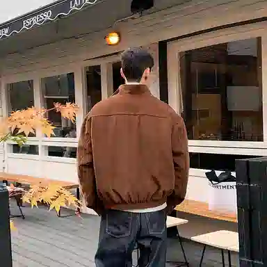 我是大卫 港风复古立领灯芯绒保暖加厚休闲夹克外套 男女同款