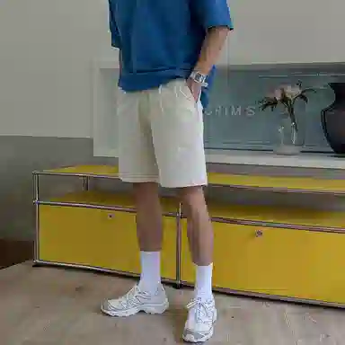 我是大卫 日系潮牌小众百搭阔腿五分裤港风宽松休闲短裤 男女同款