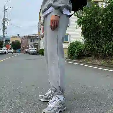 我是大卫 纯色宽松百搭束脚系带中腰休闲裤 男女同款