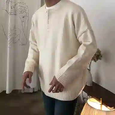 我是大卫 文艺风日系慵懒风糖果色宽松单排扣针织衫 男女同款