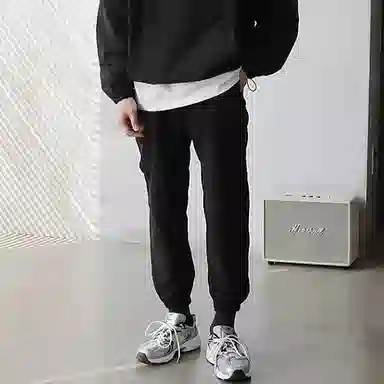 我是大卫 户外高级感时尚松紧腰纯色百搭简约休闲裤 男女同款