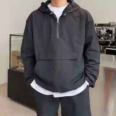 我是大卫 薄款半拉链休闲防晒连帽夹克外套 男女同款