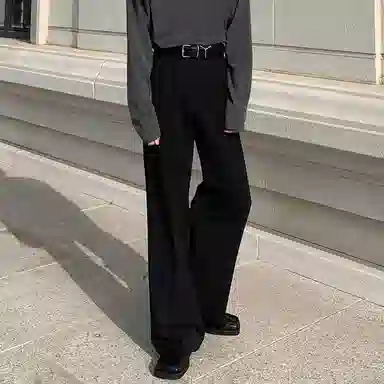 我是大卫 简约基础垂坠感阔腿宽松百搭西裤直筒休闲裤 男女同款