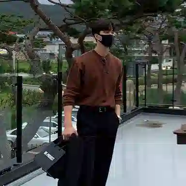 我是大卫 港风宽松慵懒风圆领纯色韩版打底针织衫 男女同款