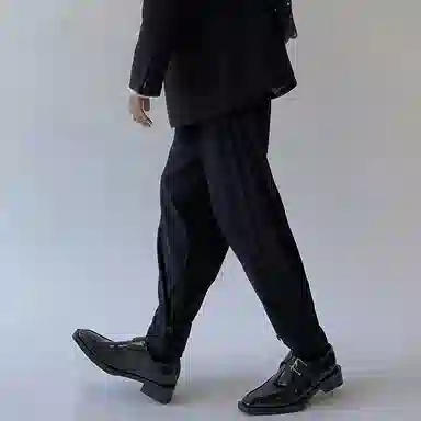 我是大卫 纯色高街可束脚九分宽松休闲裤 男女同款 黑色