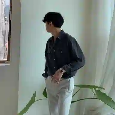 我是大卫 韩系休闲时尚高级感痞帅宽松牛仔长袖衬衫 男女同款