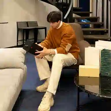 我是大卫 拼色设计感宽松基础韩版潮牌圆领套头针织衫 男女同款