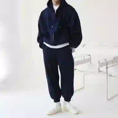 我是大卫 纯色基础款简约抽绳系带宽松百搭束脚休闲裤 男女同款