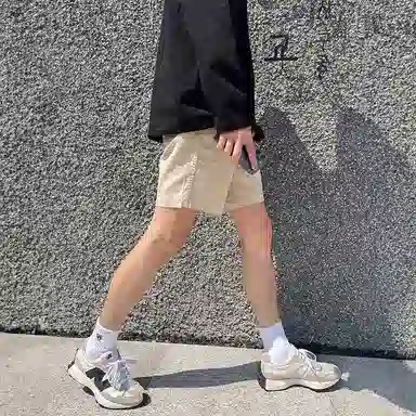 我是大卫 文艺风休闲运动健身系带宽松直筒休闲短裤 男女同款