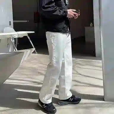 我是大卫 纯色直筒垂坠感经典休闲裤 男女同款 白色