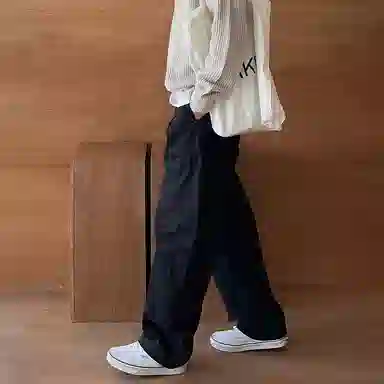 我是大卫 简约百搭直筒阔腿宽松休闲裤 男女同款