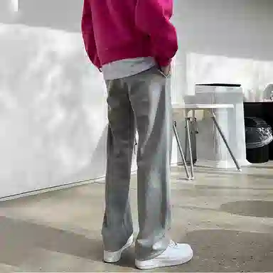 我是大卫 纯色简约垂感阔腿抽绳直筒休闲裤 男女同款