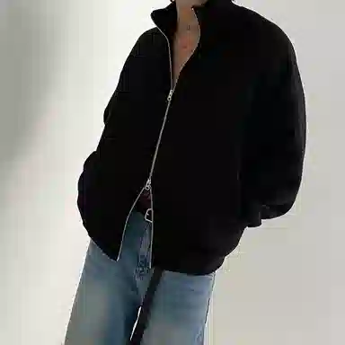 我是大卫 美式高街立领插肩袖潮牌时尚百搭宽松休闲卫衣 通用 黑色