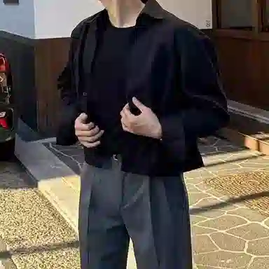 我是大卫 美式潮牌复古风翻领宽松短款小众高级感休闲百搭夹克外套 通用