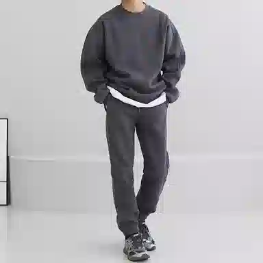 我是大卫 简约纯色基础款宽松圆领卫衣 男女同款