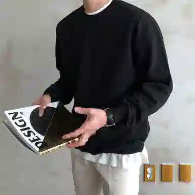 我是大卫 港风圆领纯色韩版潮流宽松百搭卫衣 男女同款