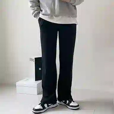 我是大卫 纯色简约保暖加厚阔腿宽松休闲裤 男女同款