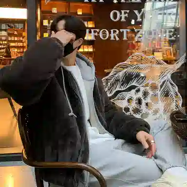 我是大卫 羊羔毛摇粒绒保暖加厚立领棉服 男女同款