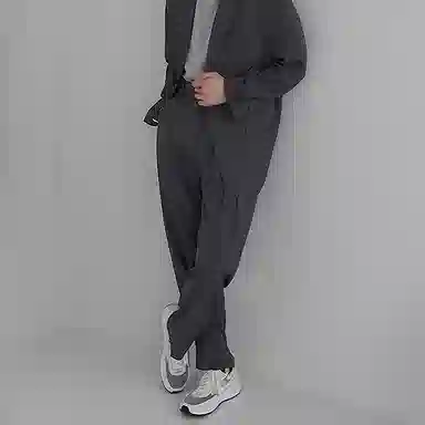 我是大卫 纯色简约合身中腰直筒休闲裤 男女同款