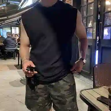 我是大卫 宽松水洗做旧休闲高街无袖背心 男款