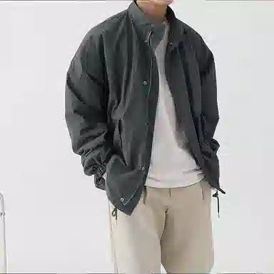 我是大卫 纯色基础工装落肩拉链复古宽松夹克 男女同款