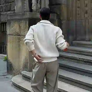 我是大卫 拉链立领美式休闲运动针织衫 男女同款