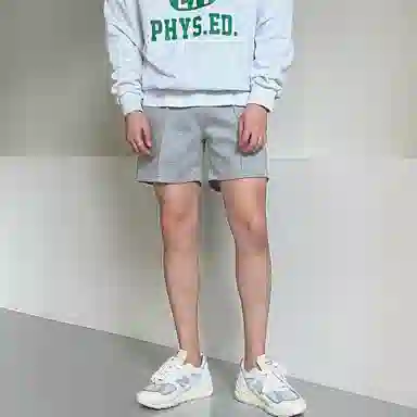 我是大卫 美式宽松运动卫裤薄款纯色百搭简约休闲短裤 男女同款 浅灰色