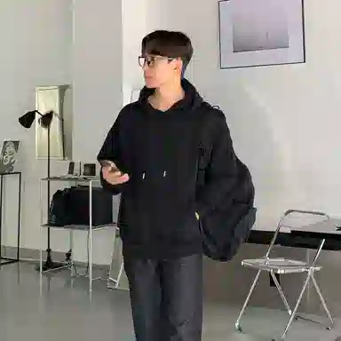 我是大卫 美式百搭纯色复古套头重磅宽松潮牌卫衣 男女同款