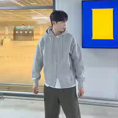 我是大卫 高级感连帽拉链开衫韩系氛围感穿搭卫衣 男女同款