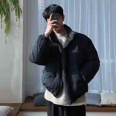 我是大卫 立领保暖加厚宽松面包棉服 男女同款