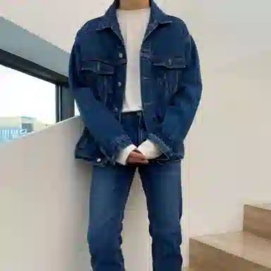 我是大卫 美式复古工装水洗色单排扣口袋设计休闲外套夹克 男女同款