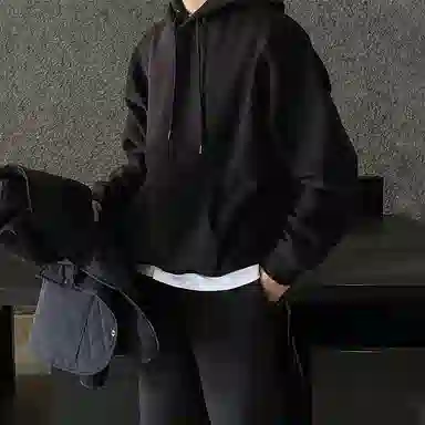 我是大卫 纯色简约宽松休闲连帽套头长袖卫衣 男女同款