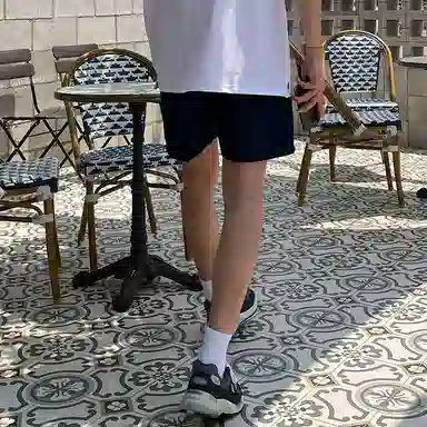 我是大卫 运动阔腿纯色百搭宽松休闲短裤 男款 深蓝色