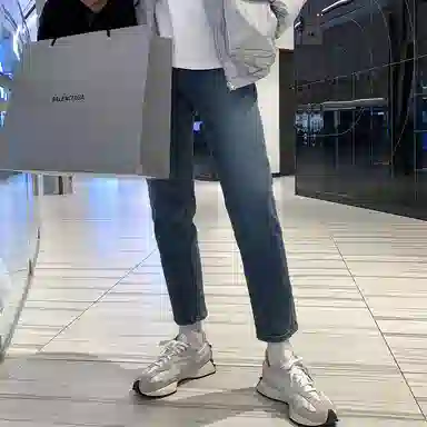 我是大卫 美式复古水洗直筒九分牛仔裤 男女同款