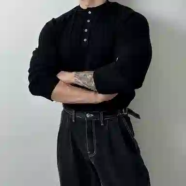 我是大卫 小众高级感韩系纯色设计感宽松套头炸街针织衫 男女同款