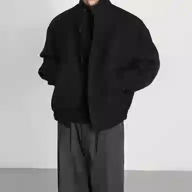 我是大卫 短款立领保暖休闲毛呢外套大衣 男女同款